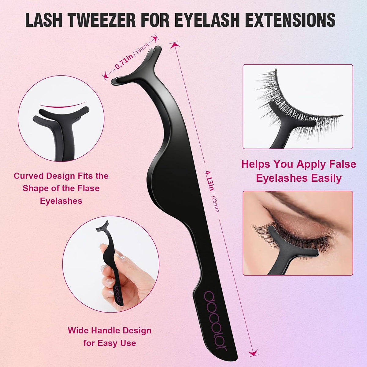 Eyelash Curler Kit, 5 in 1 Lash Curler Kit, Eyelash Comb Fan Mascara Brush Eyelash Extension Tweezers Eyebrow Brush and Comb with 6 Extra Replacement Refill Pads Eyelash Applicator Makeup Tool