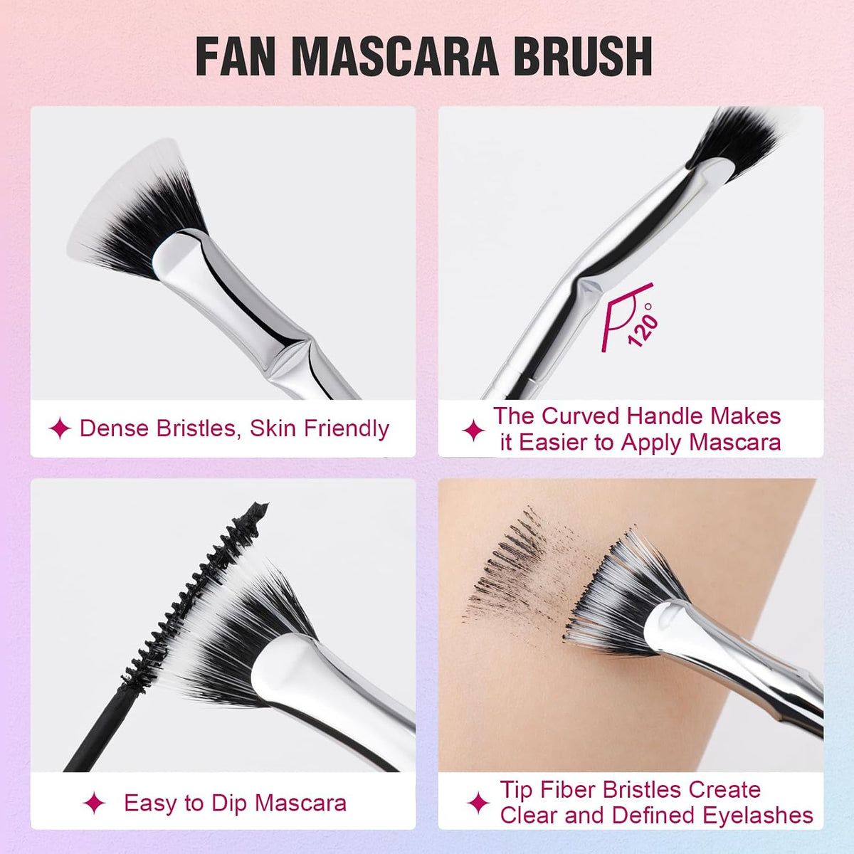 Eyelash Curler Kit, 5 in 1 Lash Curler Kit, Eyelash Comb Fan Mascara Brush Eyelash Extension Tweezers Eyebrow Brush and Comb with 6 Extra Replacement Refill Pads Eyelash Applicator Makeup Tool