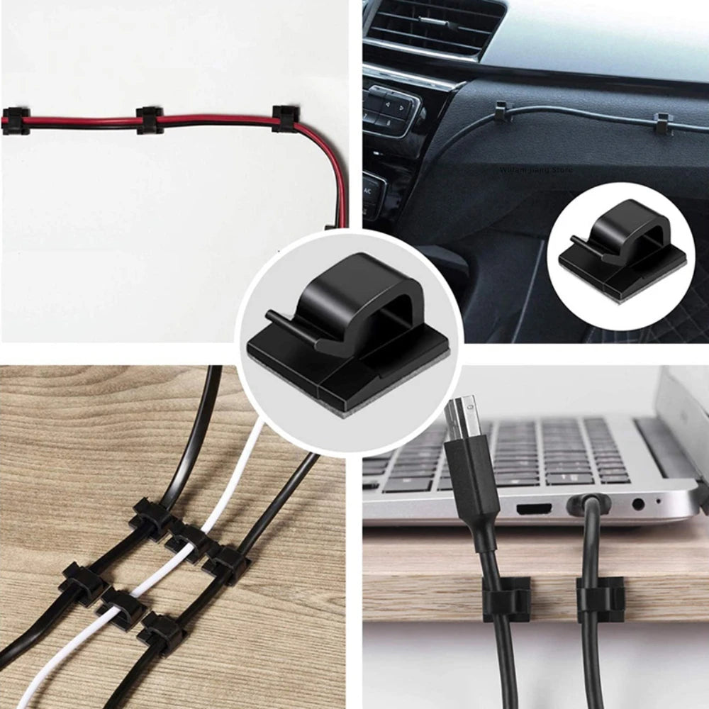 Premium Self-Adhesive Cable Management Clips – Cord Organizer for Desk, Home & Office | Wire Holder (10/20/50 Pack)