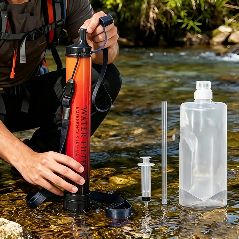 Filter straw kit used at a river