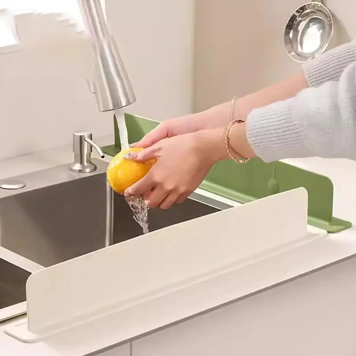 Premium Silicone Sink Splash Guard - Suction Cup Water Baffle for Kitchen & Bathroom